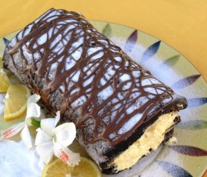 CHOCOLATE SWISS ROLL WITH ORANGE FILLING